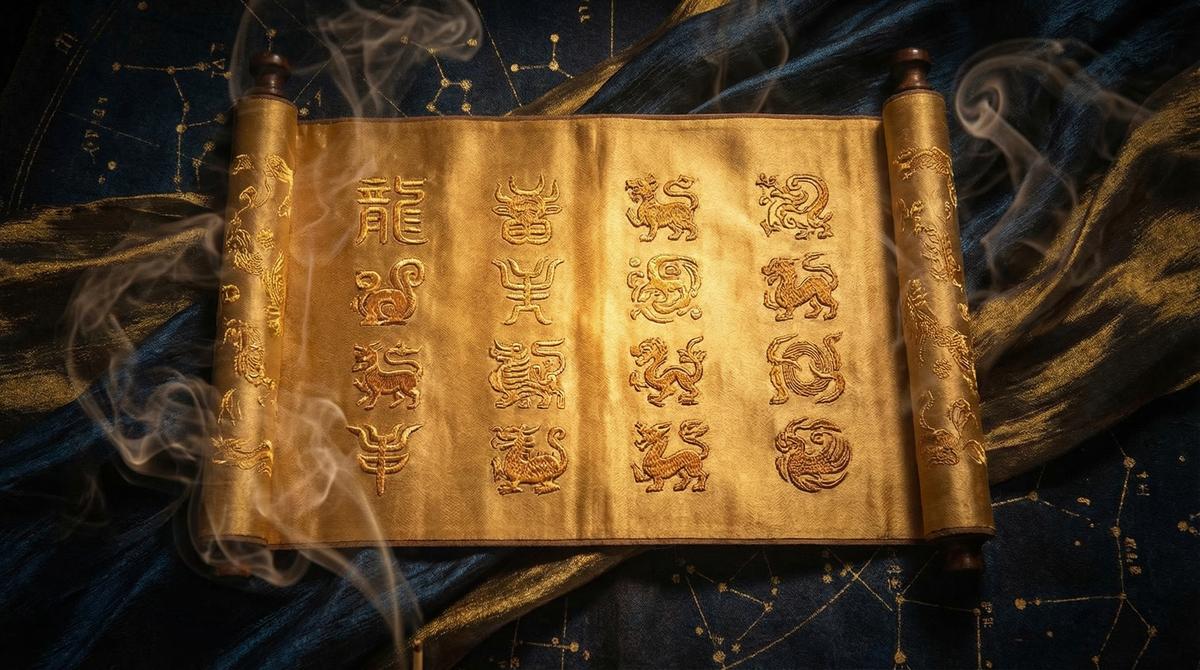 古老的星盘与罗盘，象征着八字命理的智慧