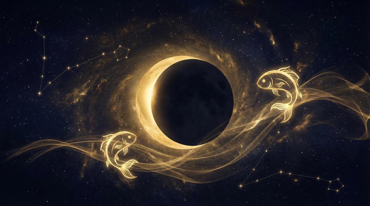 双鱼座新月日食的星空意象图